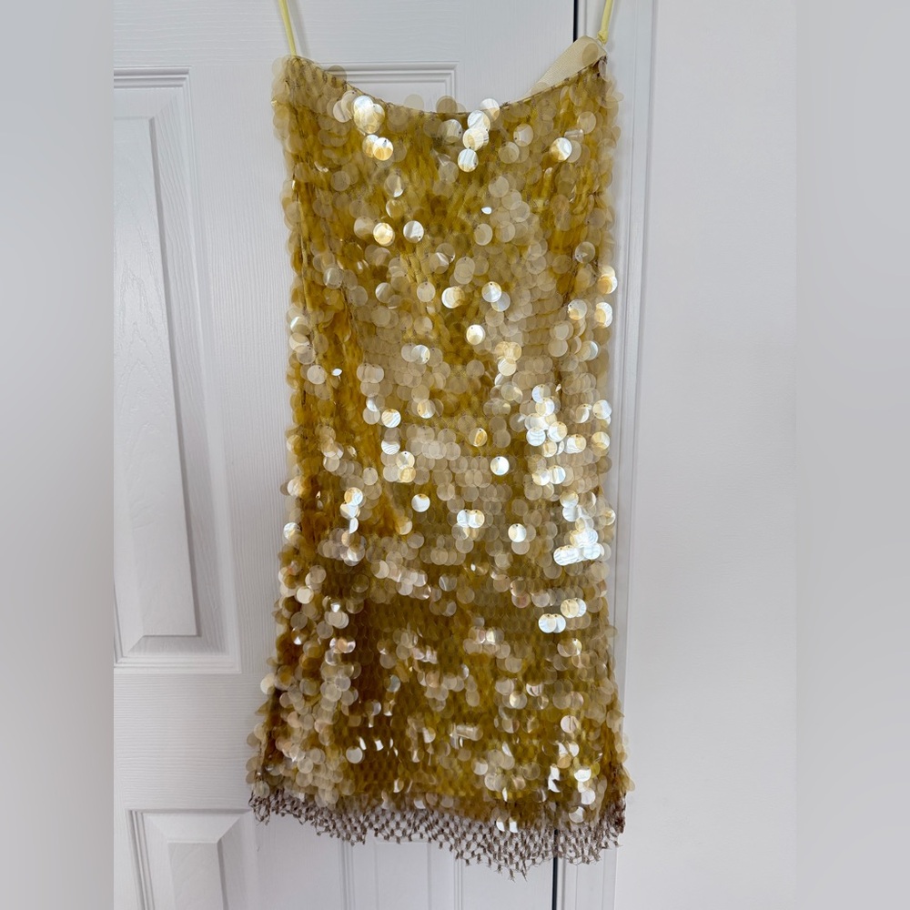 Tory Burch Sequined Skirt - Soft Lumen Yellow - size 0/ waist 26” - Picture 5 of 9